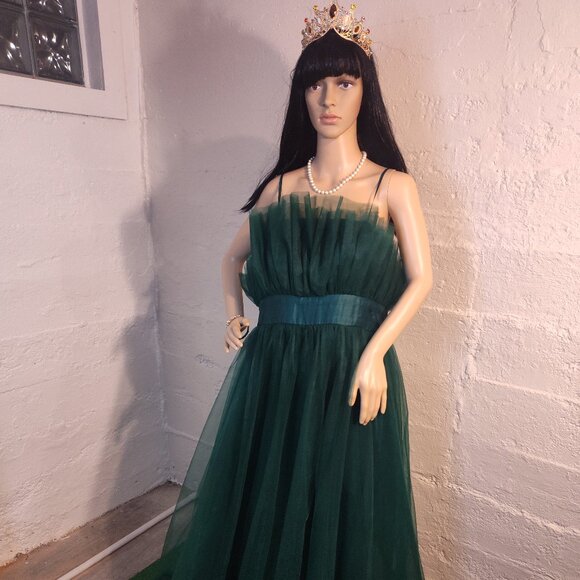 City Studio Emerald Green Spaghetti Strap Ruffle Long Ball Gown Juniors Size 17 - Picture 9 of 9